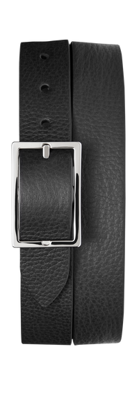 1 1/4" Reversible Rectangle Buckle Belt - Black