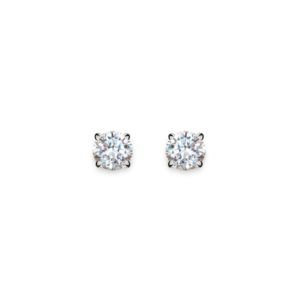 1 Carat Round Diamond Studs - White Gold