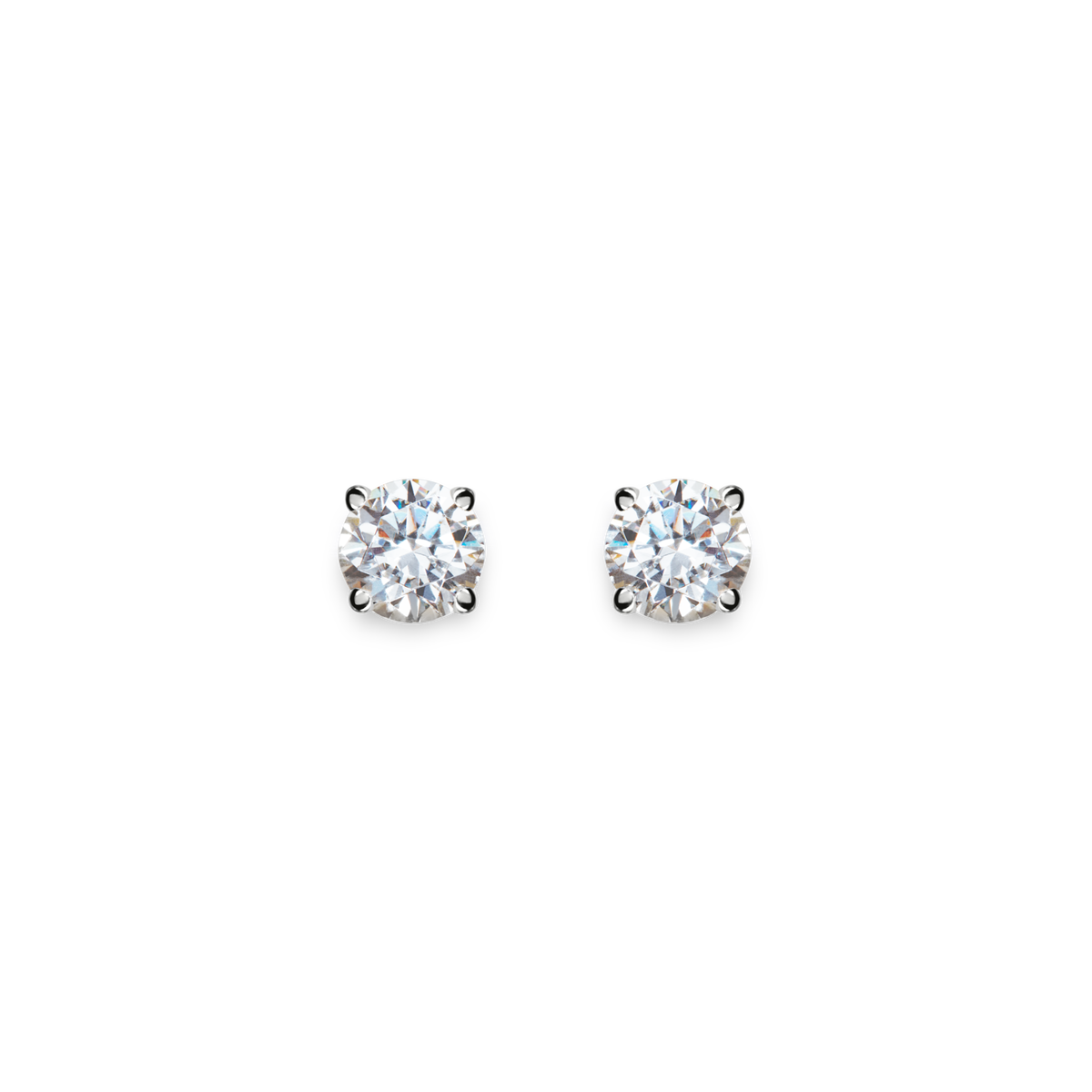 1 Carat Round Diamond Studs - White Gold